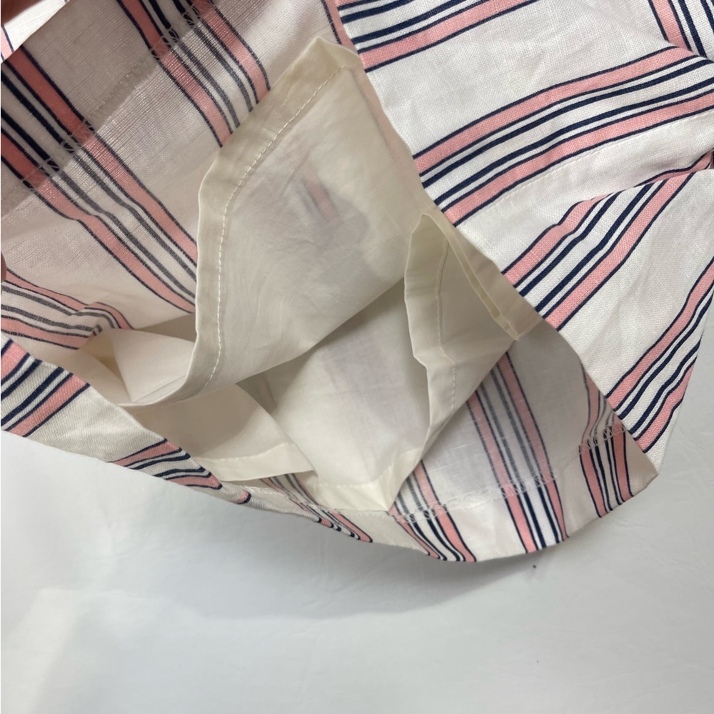 ❌SOLD❌ BANANA Republic Linen-Cotton Cropped Wide leg Striped Jumpsuit Pink white - Picture 9 of 13
